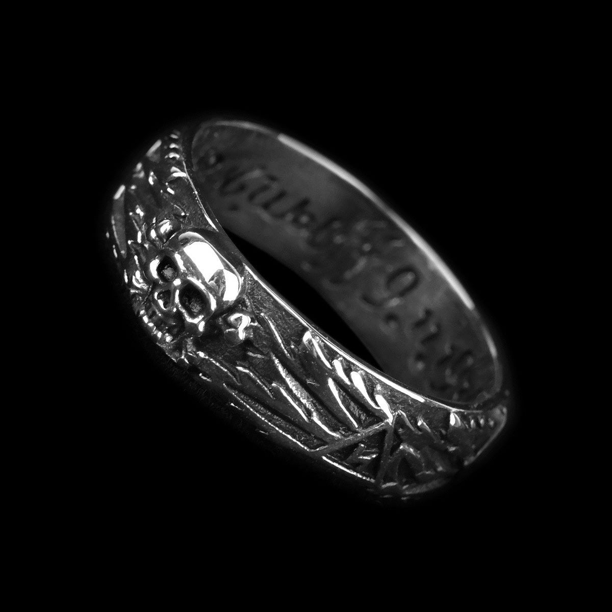 Engraved Skull Ring Band