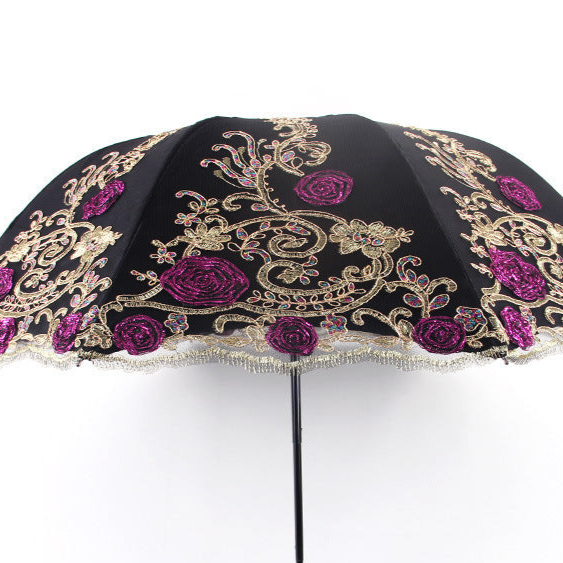 Floral Goth Parasol Black Purple