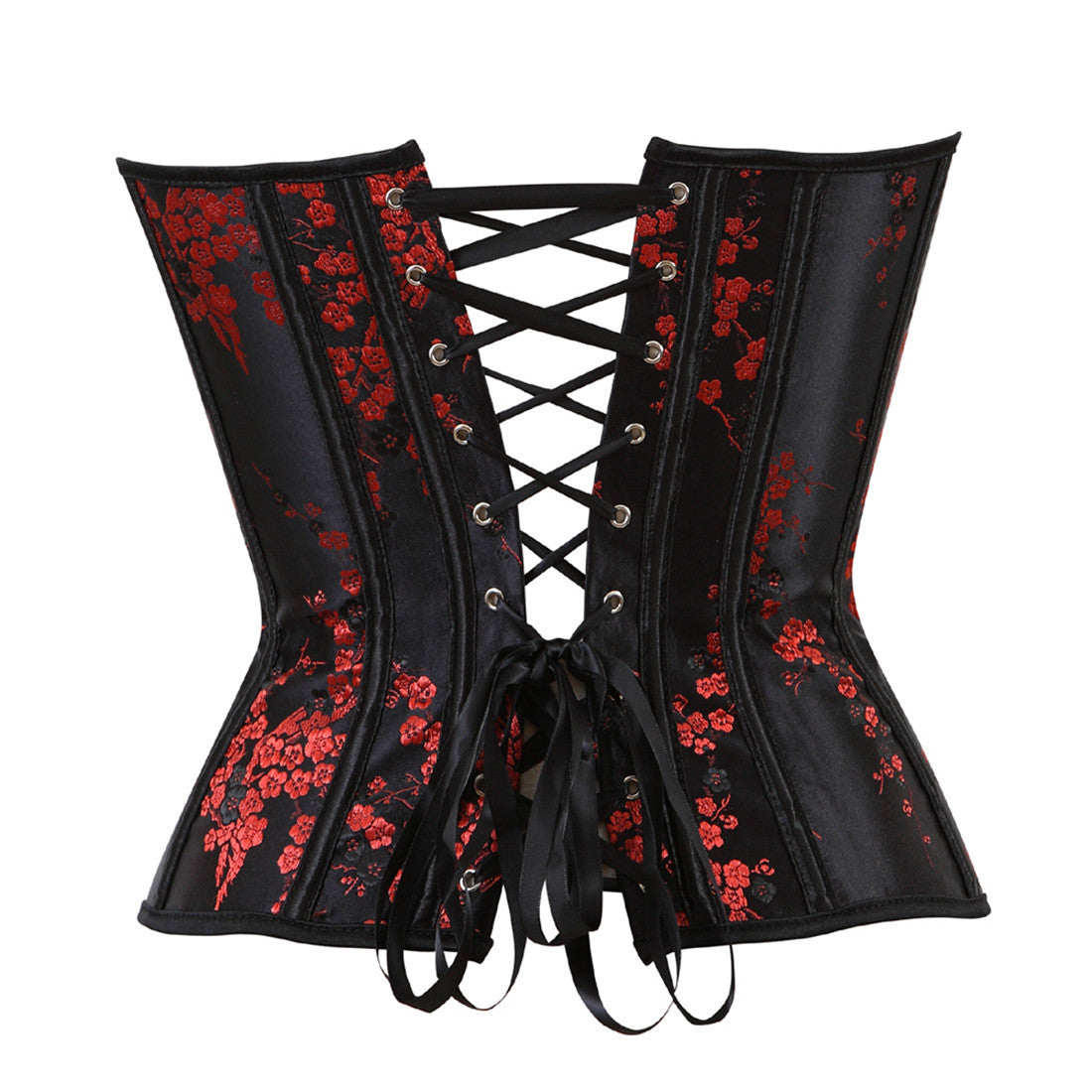 Black Red Floral Gothic Corset Chinese Style