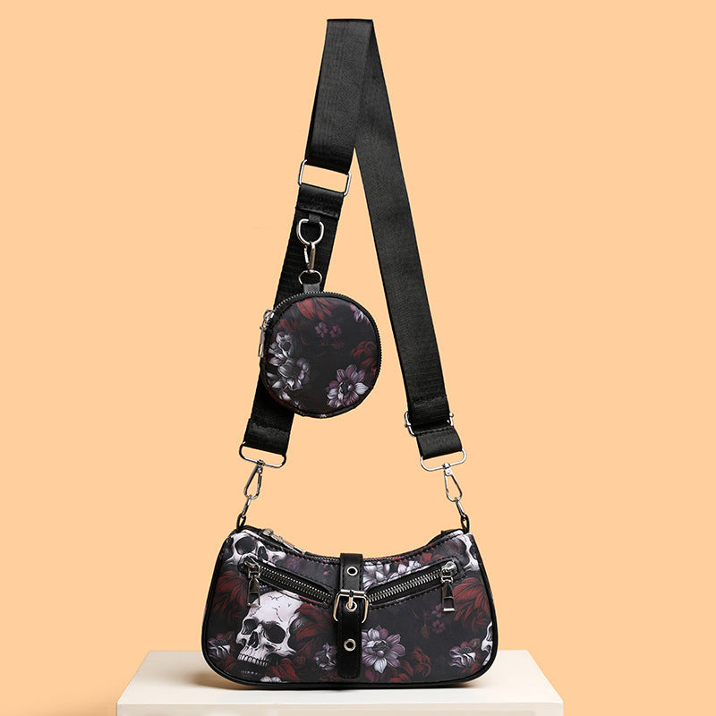 Floral Skull Casual Goth Bag Womens