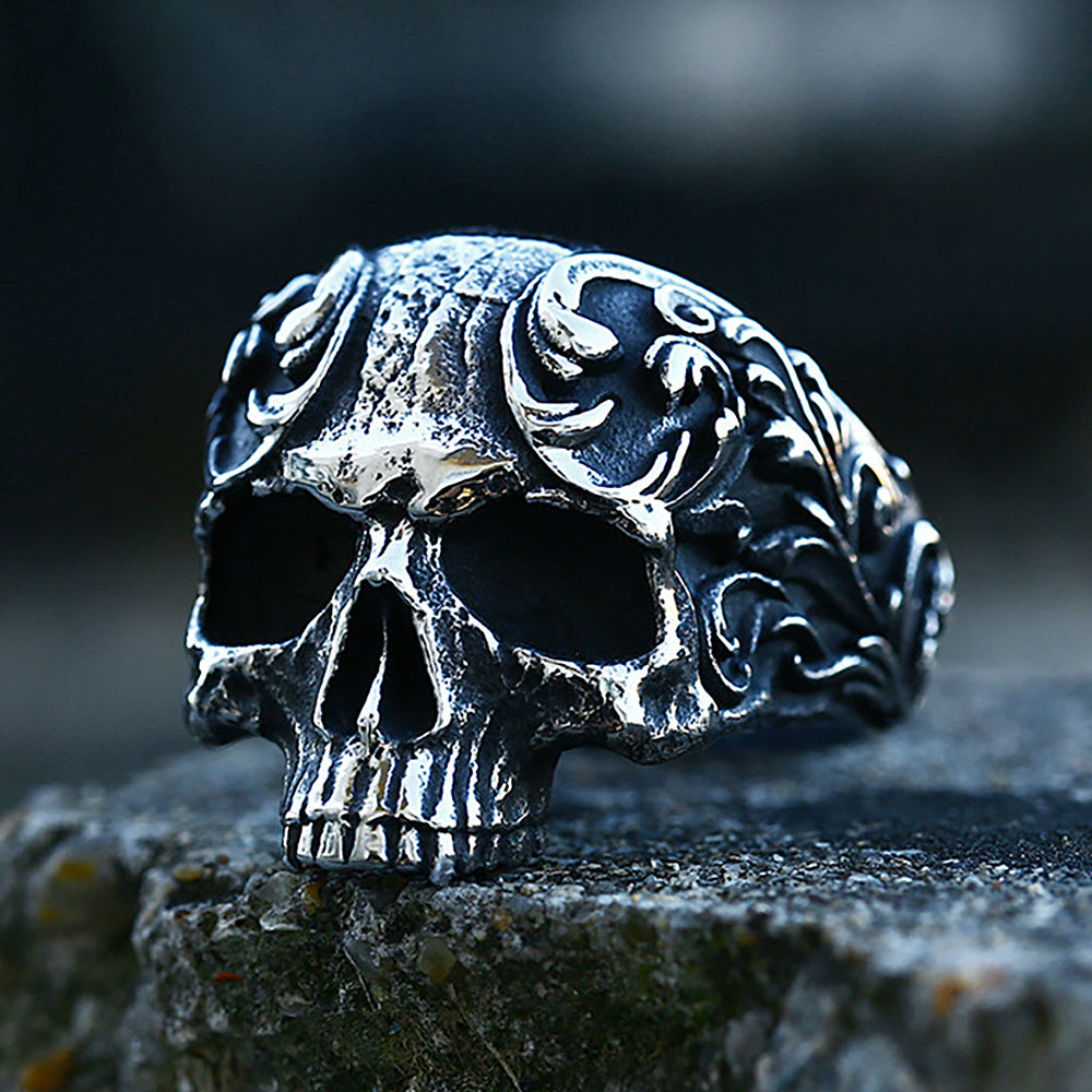 Floral Skull Ring men