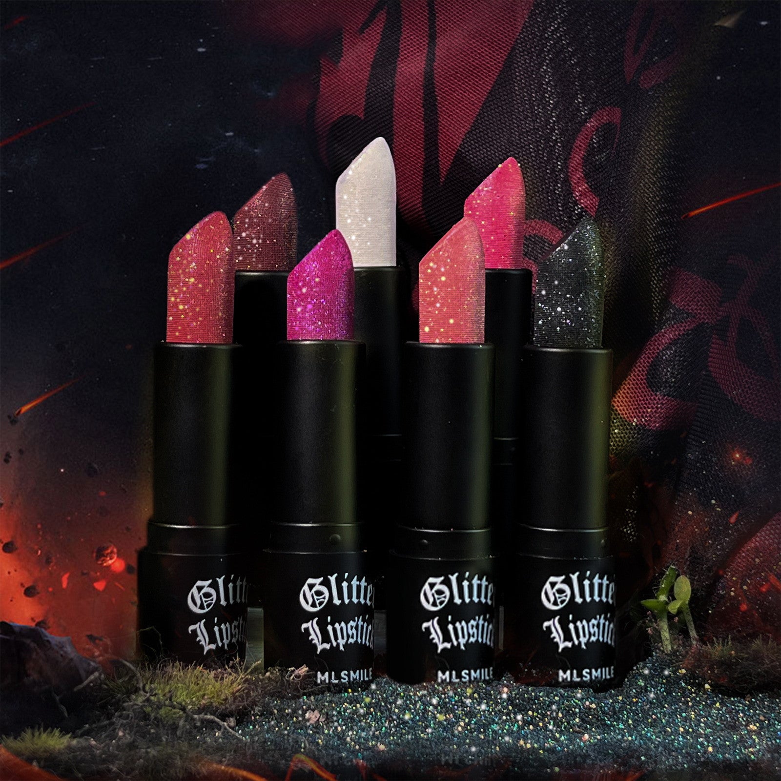 Black Glitter Lipstick Shimmering Gothic