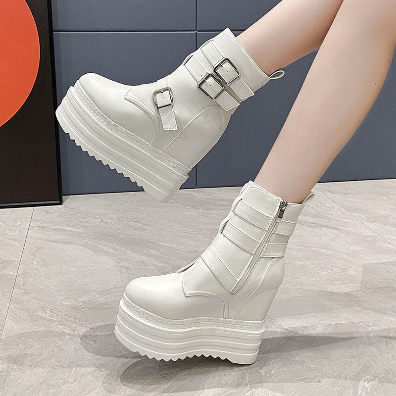 Goth 5 Inches Wedge Boots white