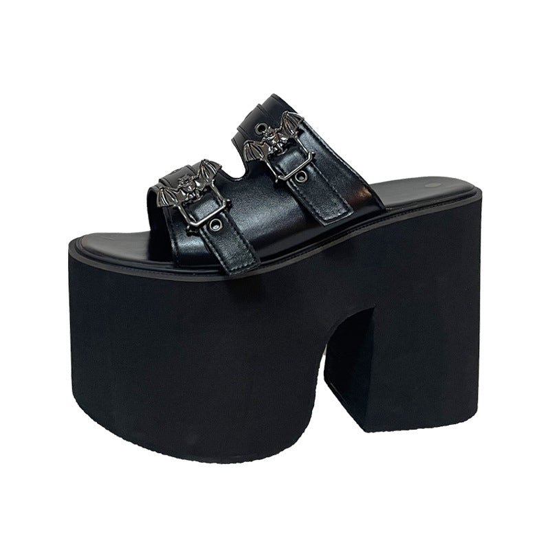 Goth Bat Sandals Slide Shoes for Womens Summer