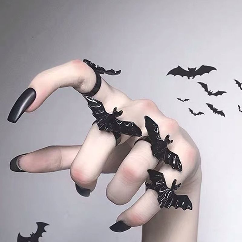 Goth Black Bat Ring