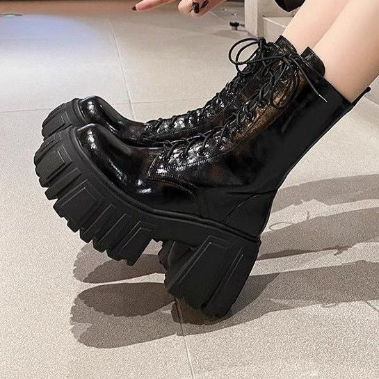 Goth Black Platform Combat Boots