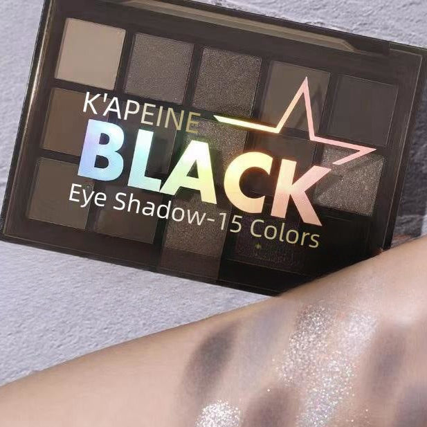 Goth Black Eyeshadow Palette 15 Colors KAPEINE
