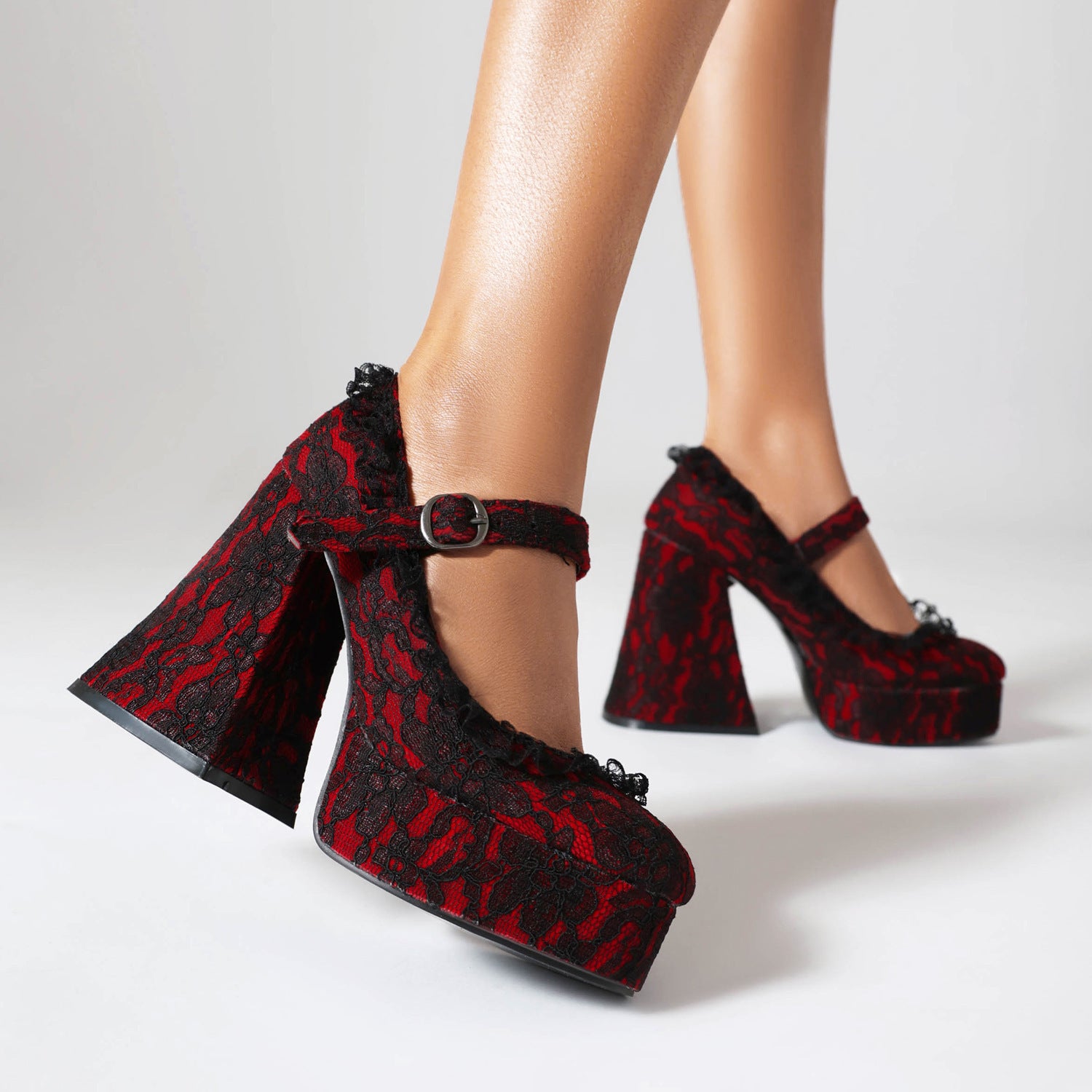 Gothic Black Lace Heels