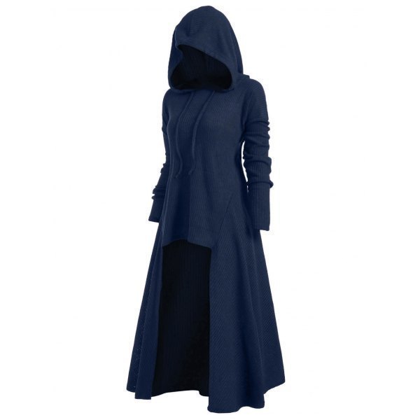 blue Goth Cloak Dress Hooded Cape