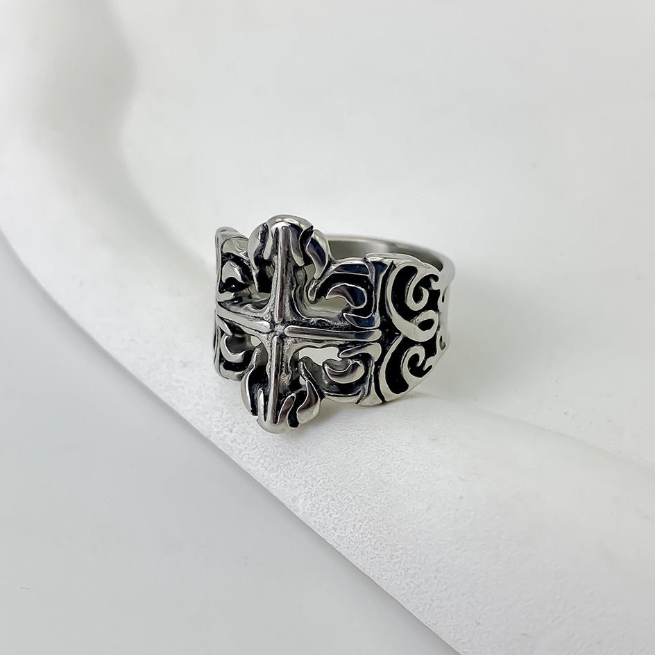 Goth Cross Stainless Steel Ring