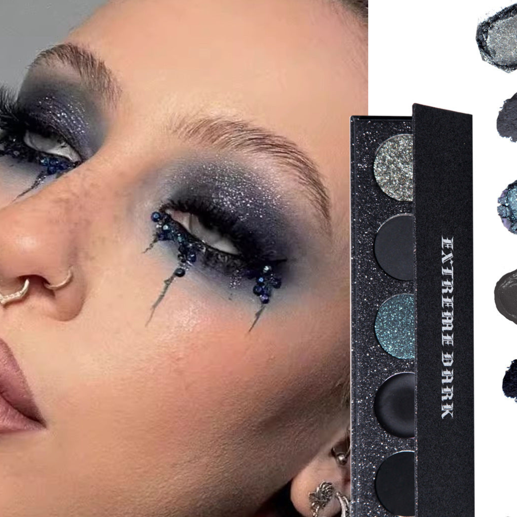 Goth Eye Shadow Palette 5 Black Gray Colors