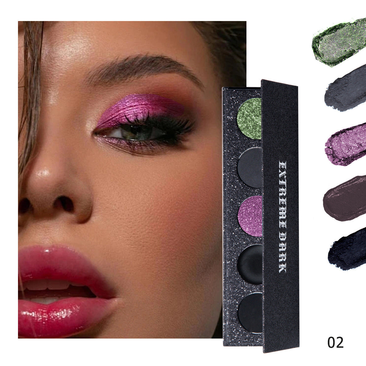purple Goth Eye Shadow Palette 5 Black Gray Colors