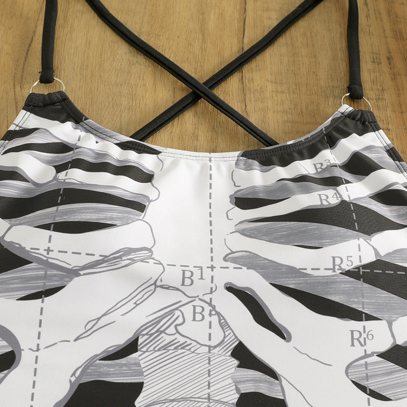 goth Gothic Full Body Skeleton Bathing Suit