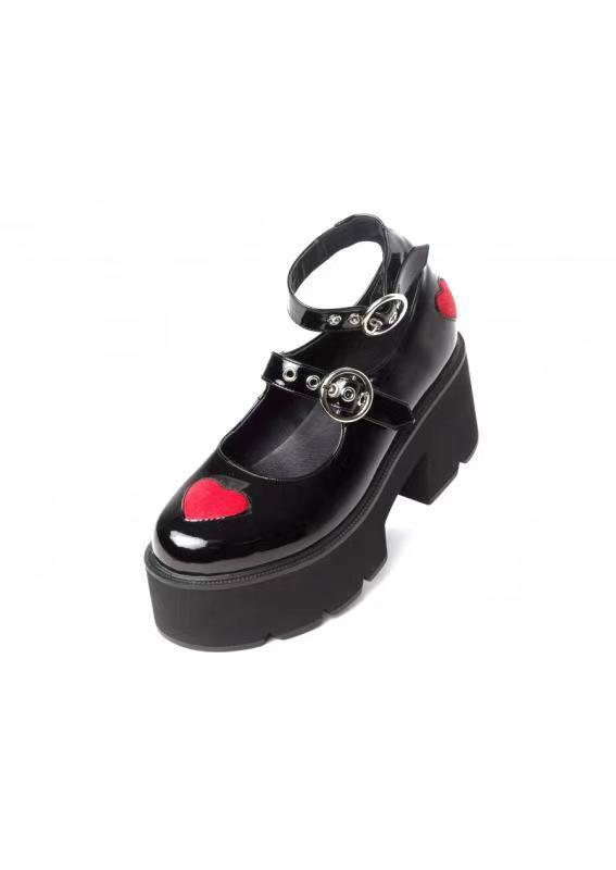 Gothic Heart Mary Jane Platform Shoes