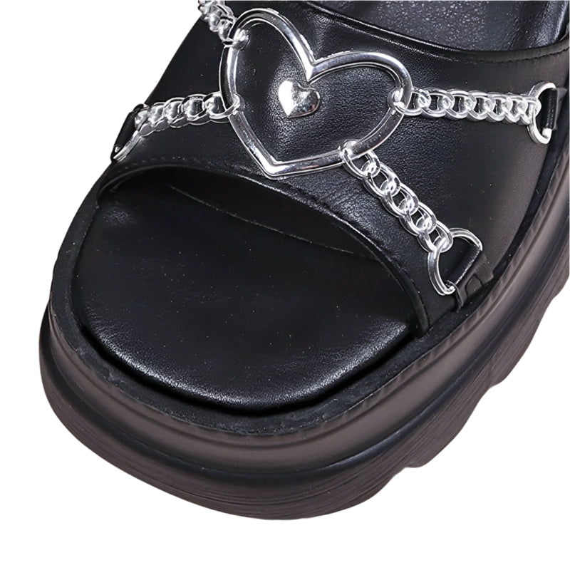 Gothic Heart Sandals Wedge Platform