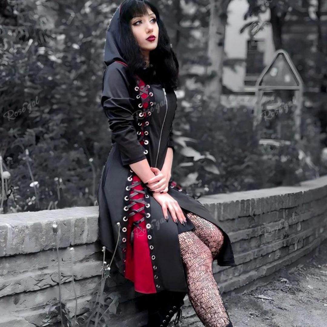 Goth Hooded Jacket Dress