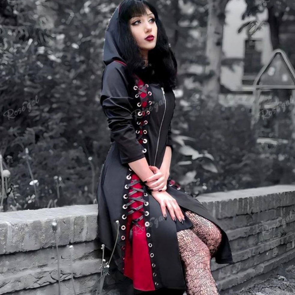 Goth Hooded Jacket Dress
