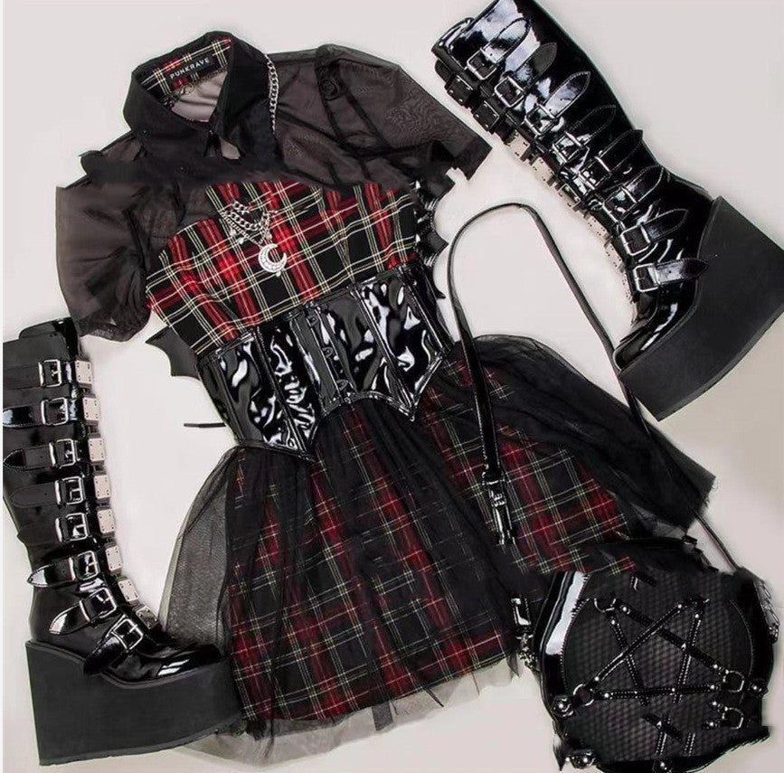 Goth Knee Boots Womens Buckle Straps