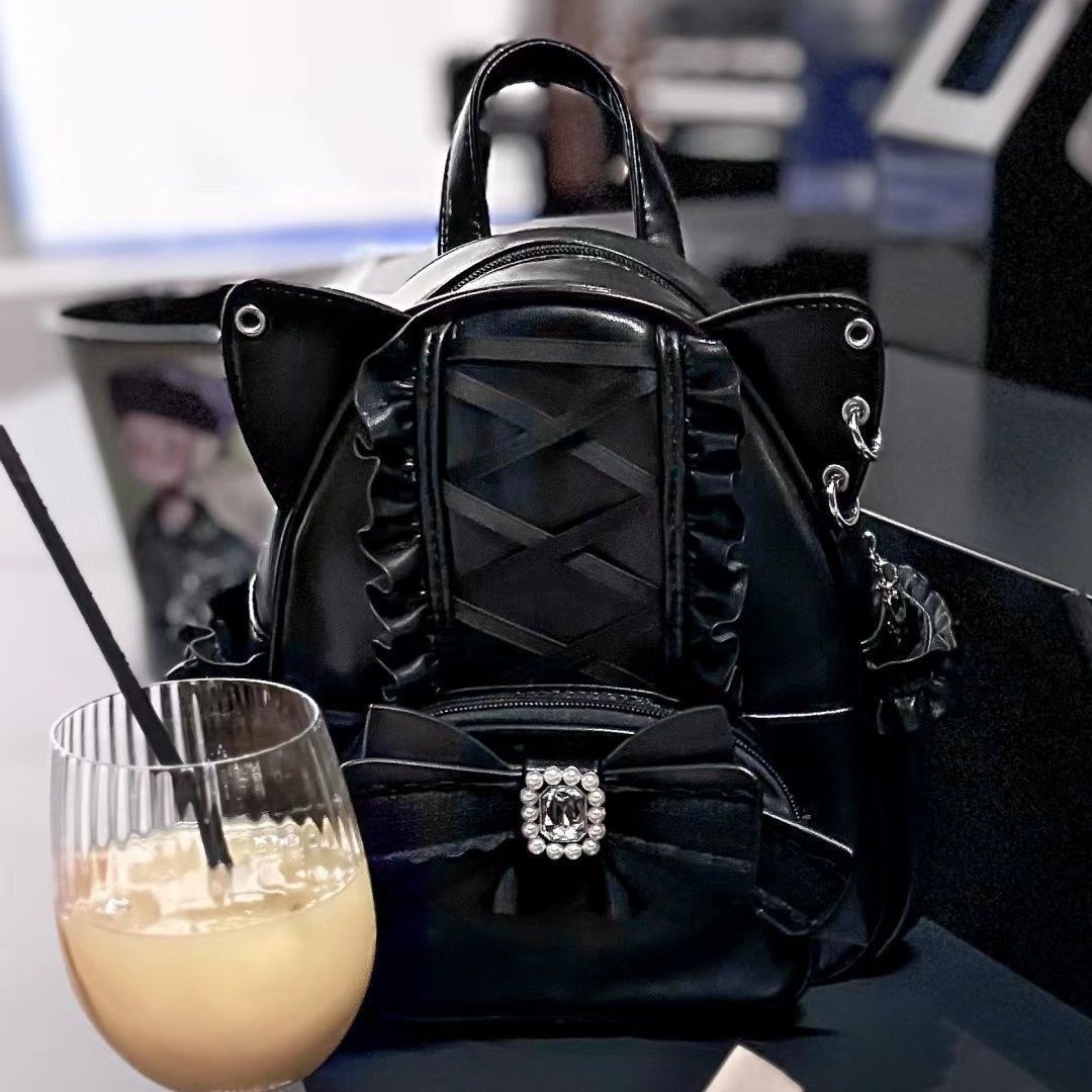 Goth Lolita Cat Backpack with Cat Ears
