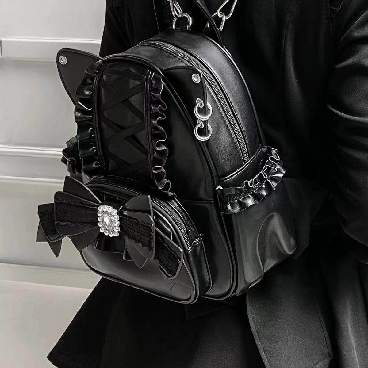 Goth Lolita Cat Backpack with Cat Ears