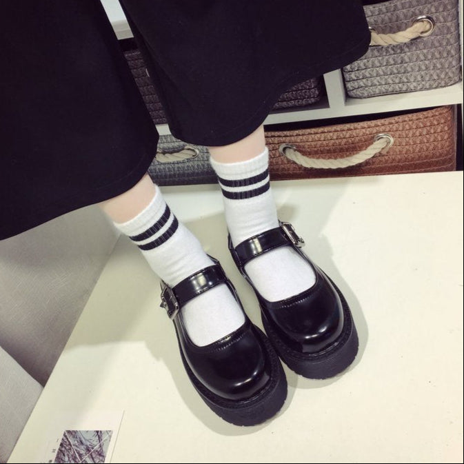 Goth Mary Jane Shoes Chunky Platforms