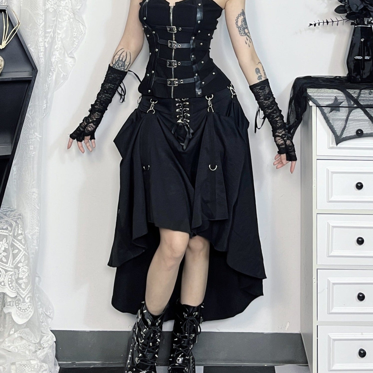 Goth Maxi Skirt with Hooks