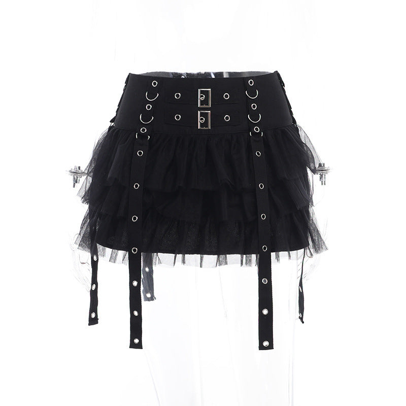 Goth Mini Skirt lace ruffles