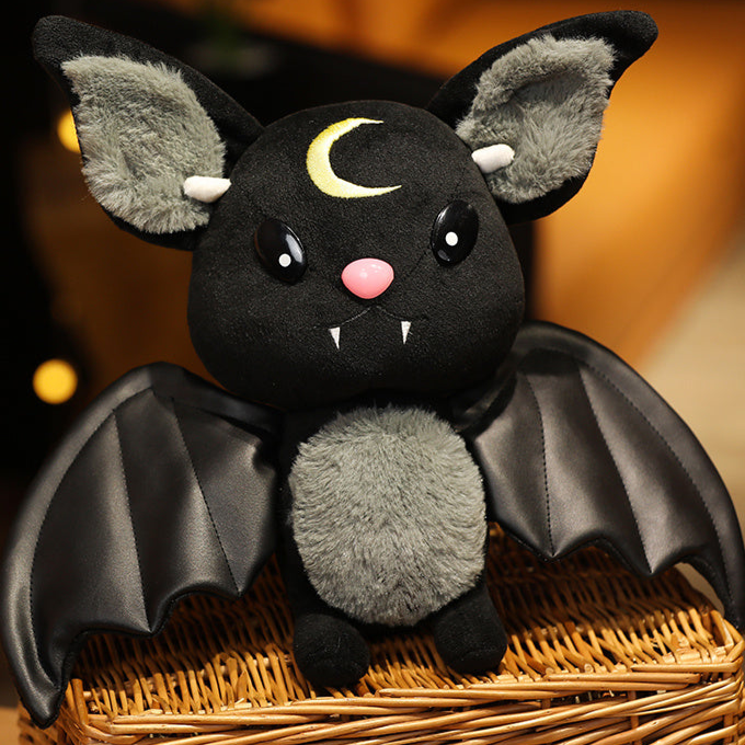 Goth Moon Black Bat Plushie