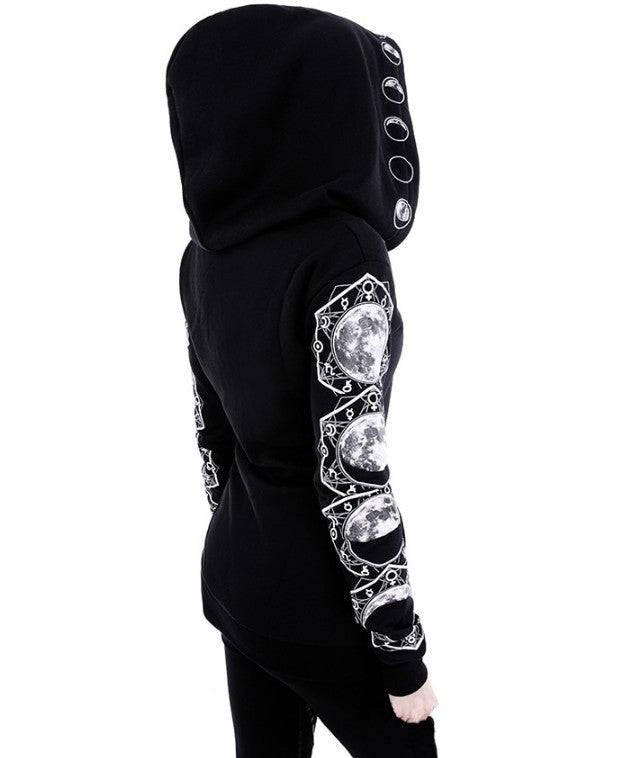 Goth Moon phases Hooded Jacket