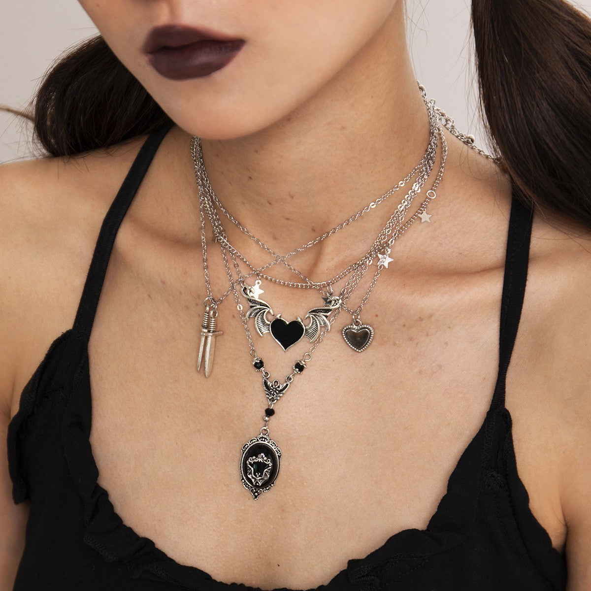 Goth Necklace Set 5 Pieces