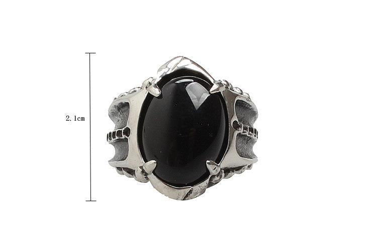 Black Goth Pendant Gemstone Ring