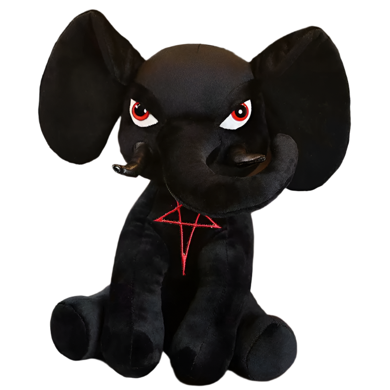 Goth Pentagram Black Elephant Plush Animal