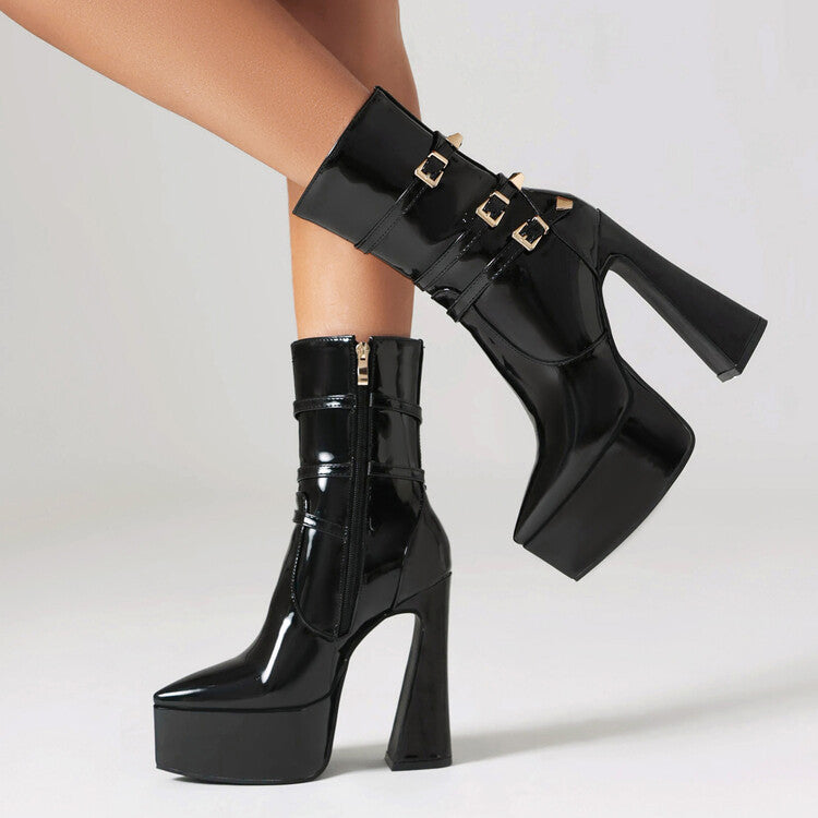 Goth Platform Heel Boots Womens