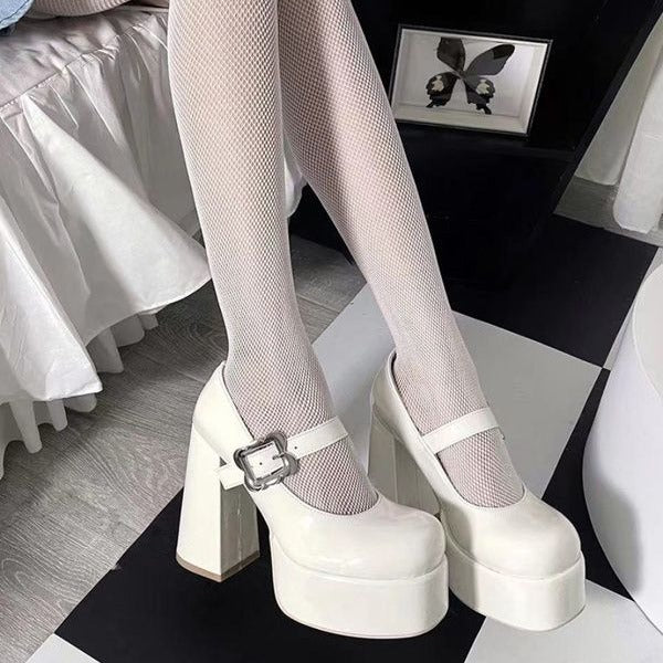 Goth Platform Heels Black Leather Vegan