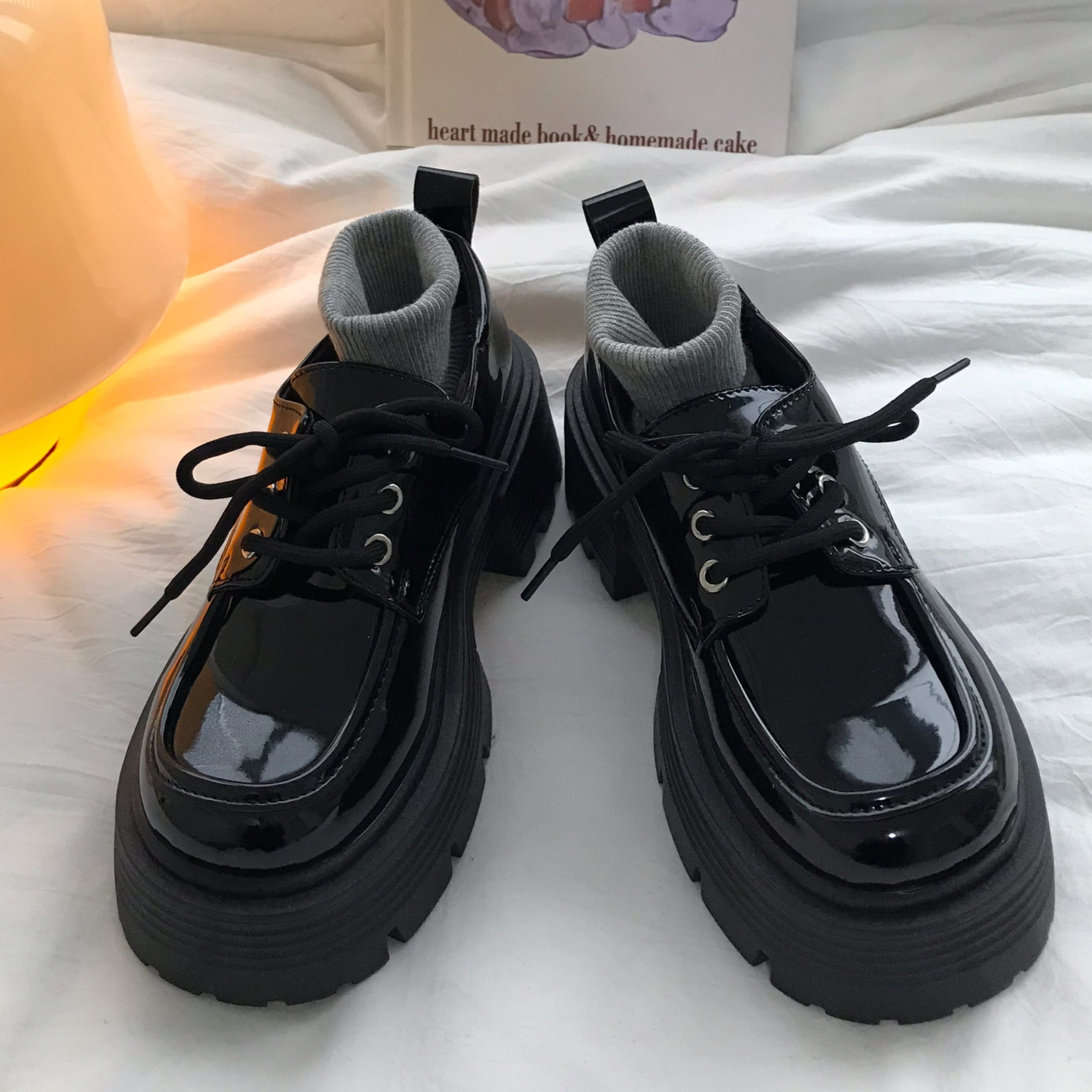 Gothic Platform Leather Shoes Womens