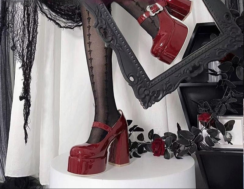 Goth Platform Heels Black Leather Vegan