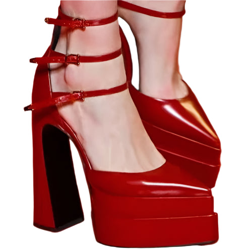 Goth Pointed Heels Black Vegan Leather