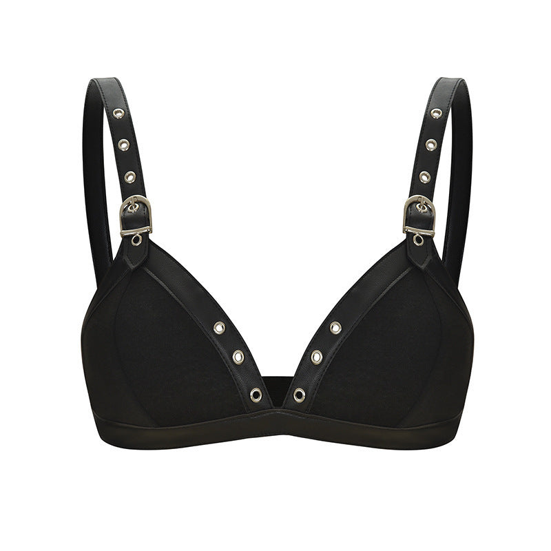 Goth Punk Bra Leather Buckle Straps