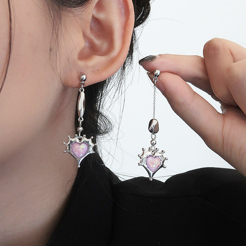 Goth Purple Heart Earrings for Women