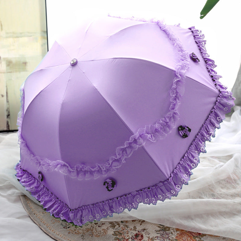 Goth Purple Parasol with Lace