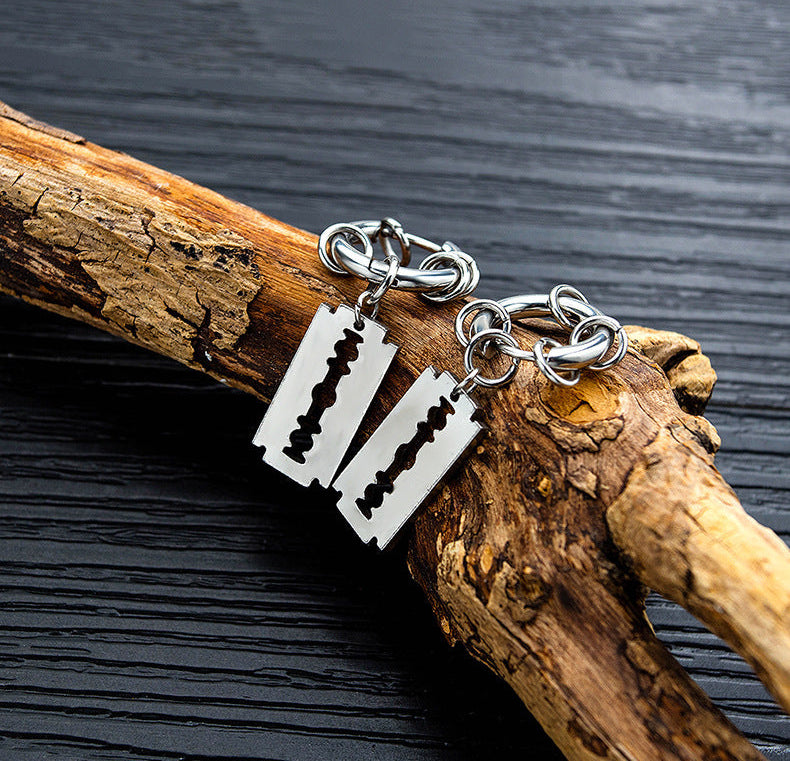 Goth Razor Blade Hoop Earrings Titanium Steel