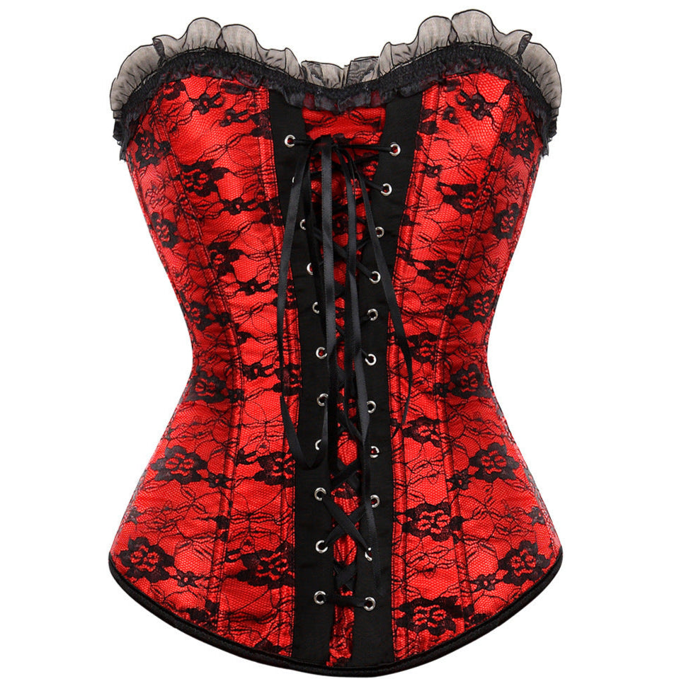 Goth lace Red Corset Top