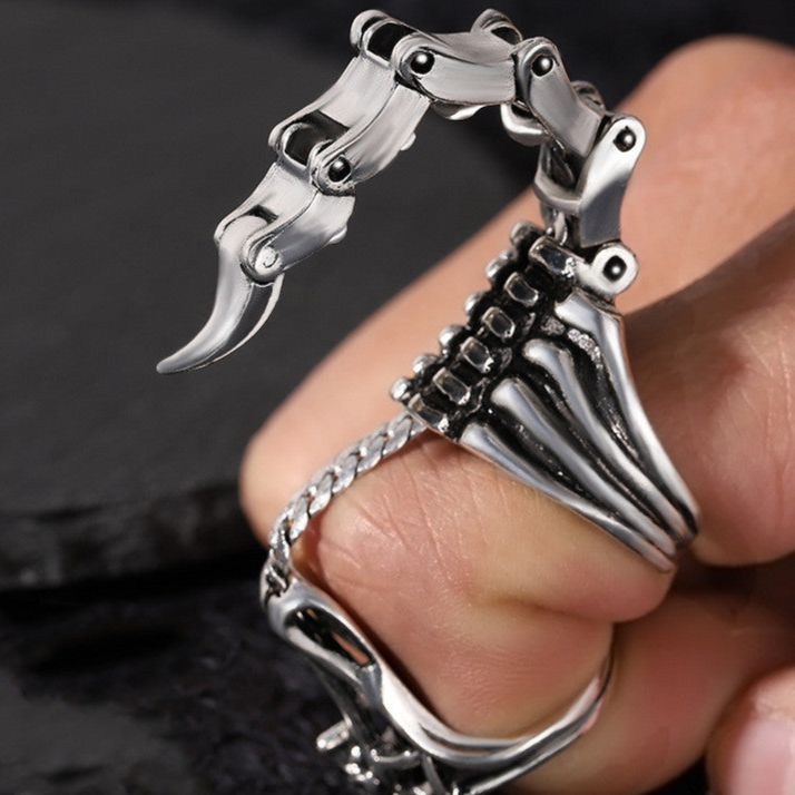 Goth Scorpion tail Ring Bat Design