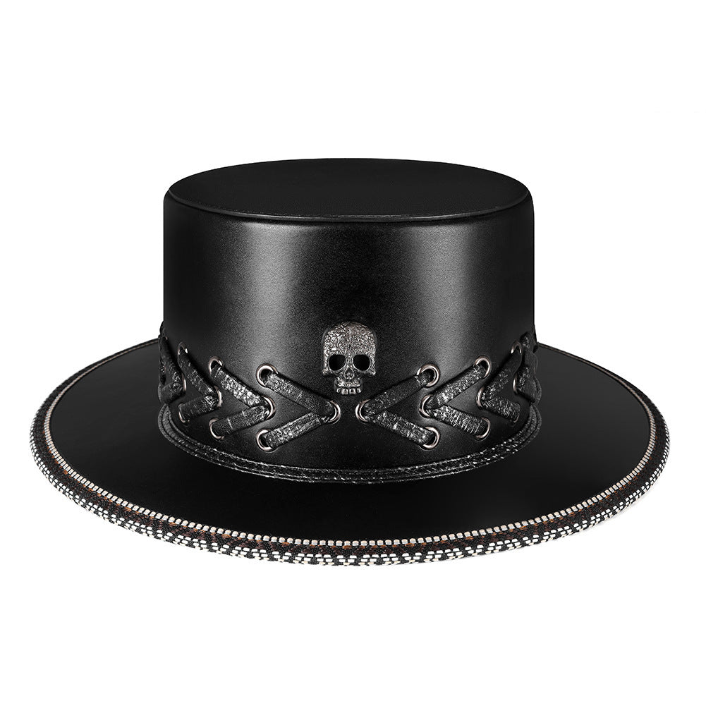 Goth Skull Black Top Hat