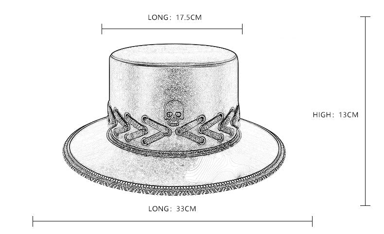 Goth Skull Black Top Hat mens womens