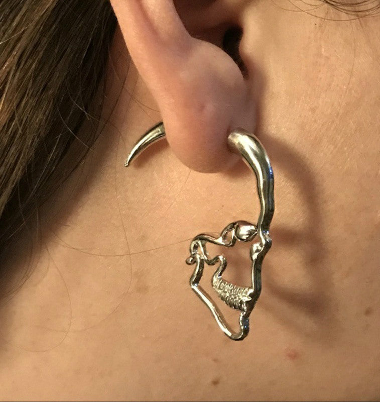 Gothic Skull Line Art Earrings