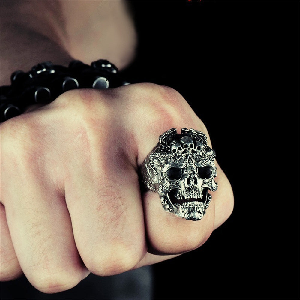 Goth Skull Ring Mens alt
