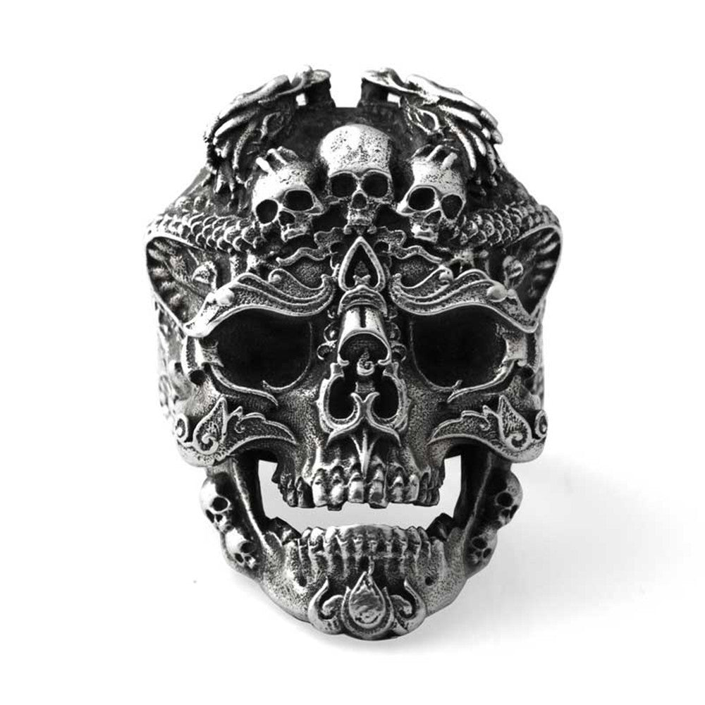 Goth Skull Ring Mens silver