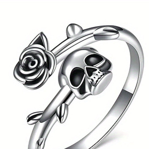 Goth Skull Rose Ring for Women