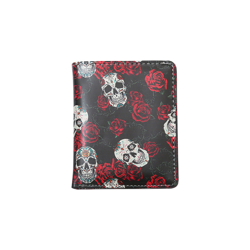 Goth Skull Roses Wallet Womens